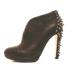 BCBG Max Azria Black Leather Studded High Heel Ankle Boots